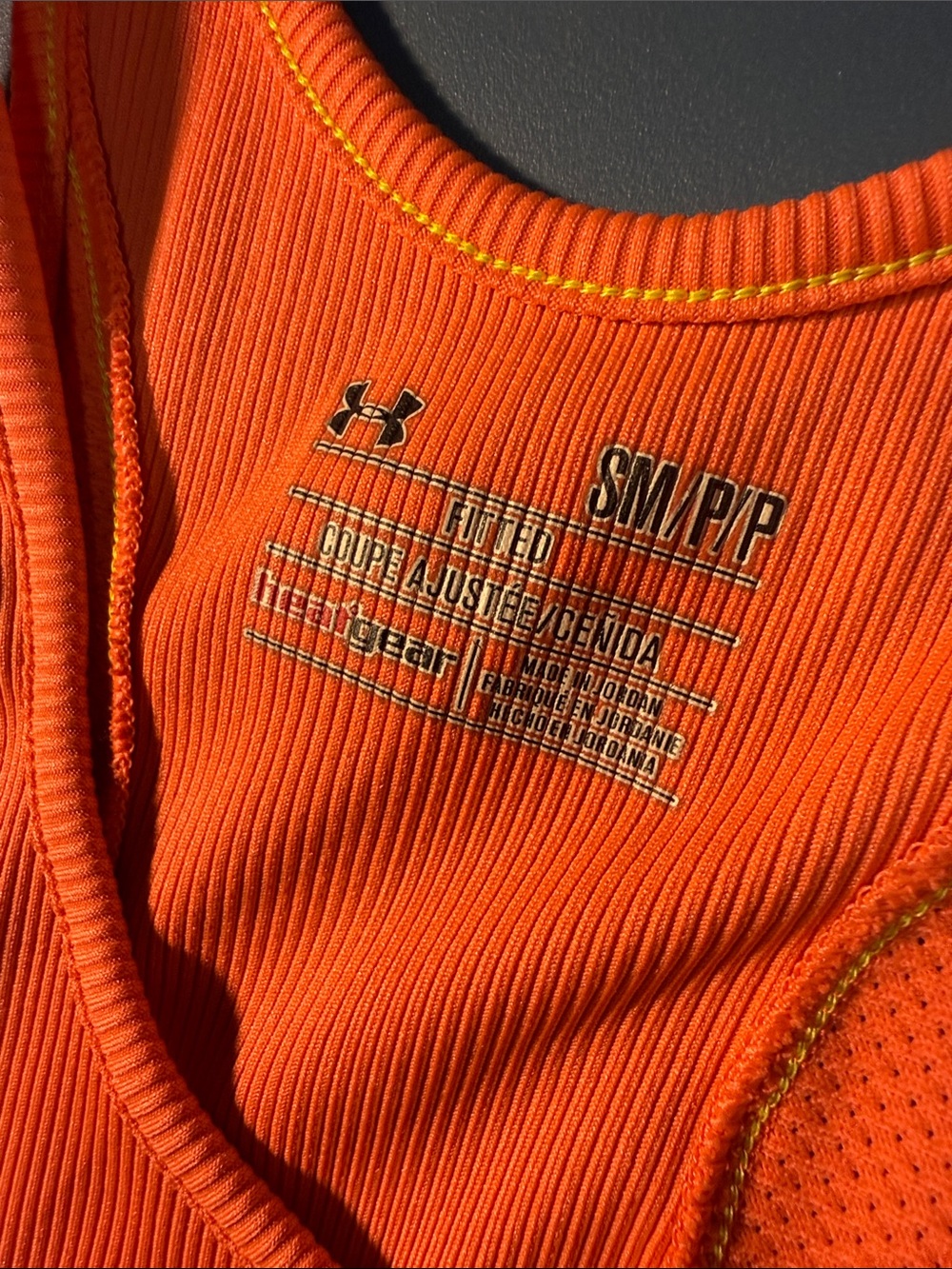 Under Armour Bright Orange Ribbed Racerback Tank - Picture 2 of 3